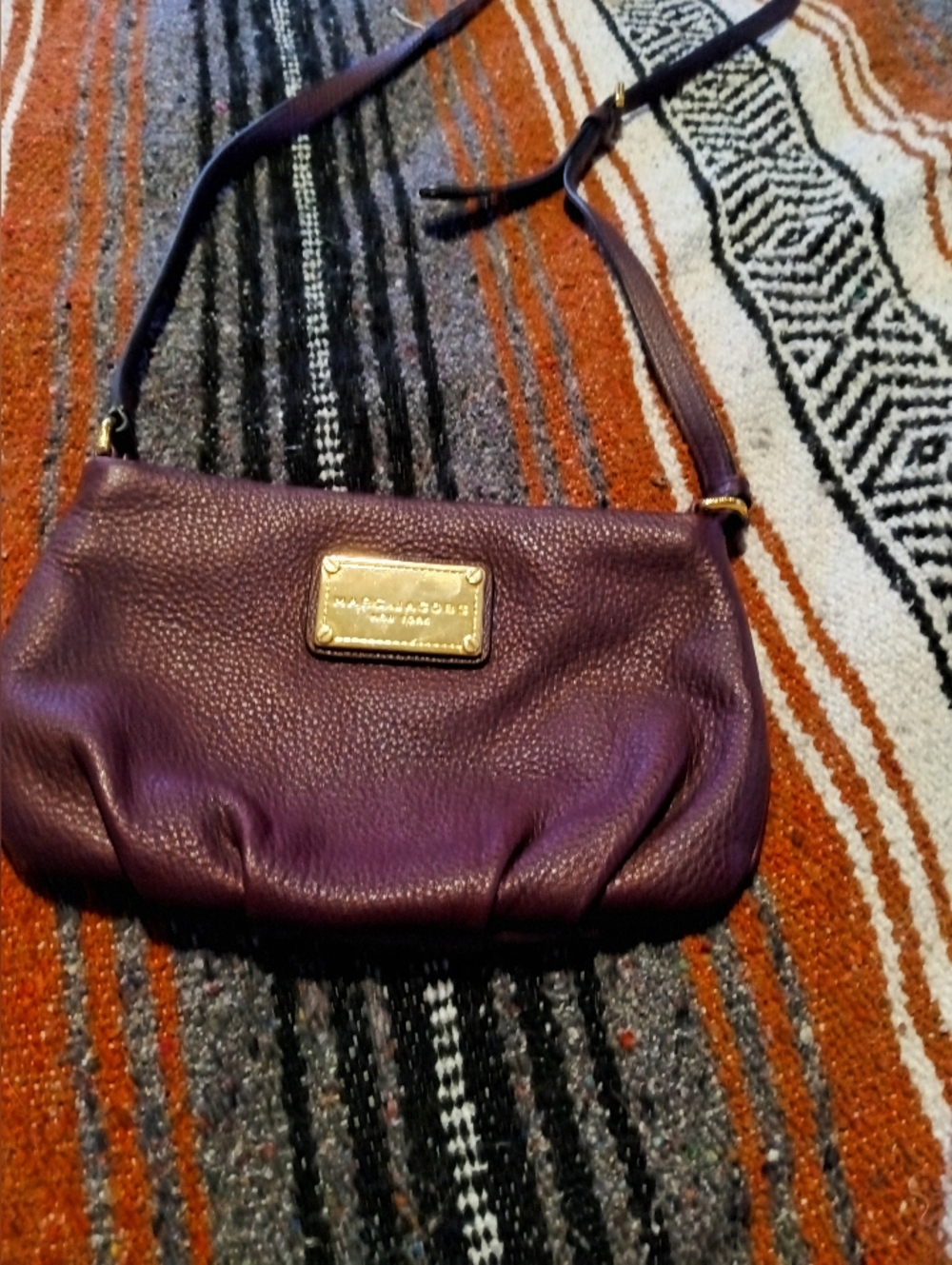 Marc Jacobs Deep Purple Pebbled Leather Shoulder Bag